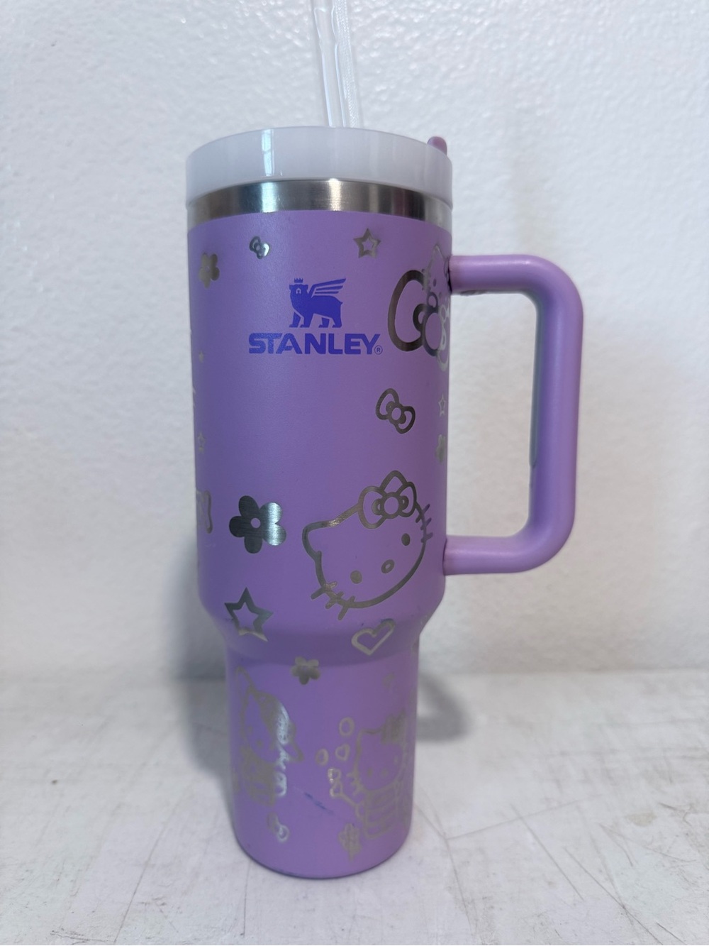40oz Stanley Hello Kitty laser engraved Lavender Stainless Tumbler - Picture 3 of 4
